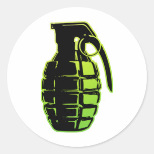 Hand Grenade - grönt Runt Klistermärke