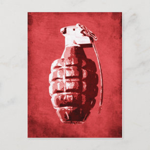 Hand Grenade on Red Vykort