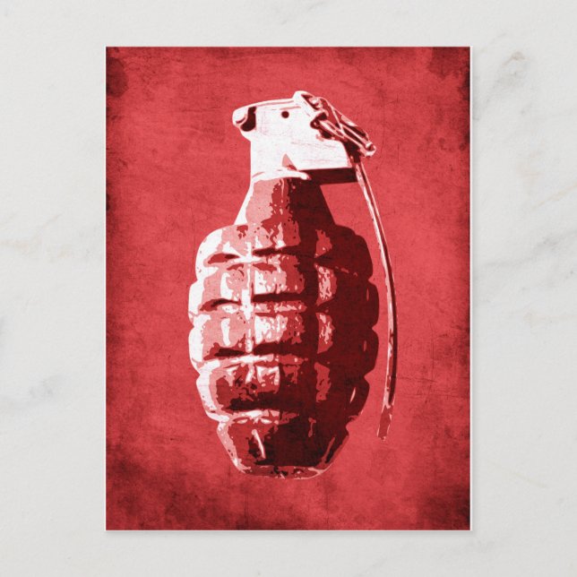 Hand Grenade on Red Vykort (Framsida)