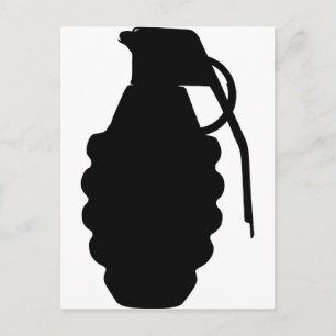 Hand Grenade Outline Silhouette Vykort
