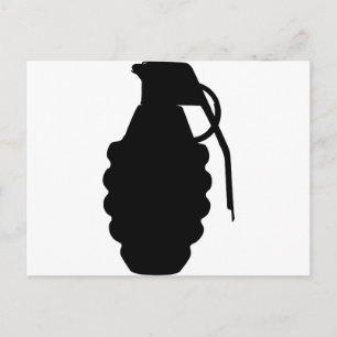 Hand Grenade Outline Silhouette Vykort