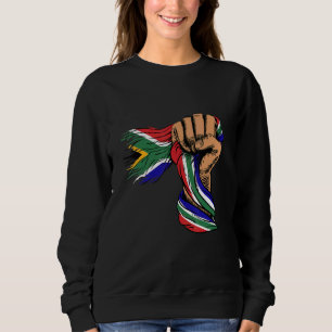 HAND HÅLL GAMMALT FLAGG Sydafrikanskt flagg Vintag T Shirt
