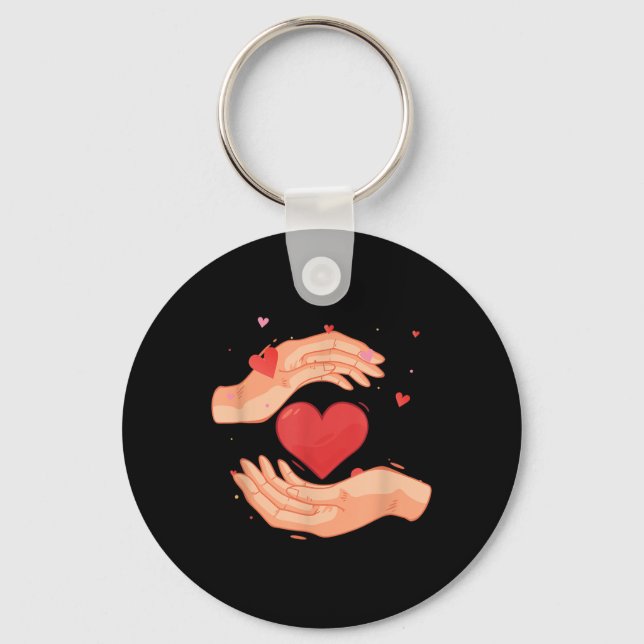 Hand Heart Charity Volunteering Kindness Donation Nyckelring (Framsida)