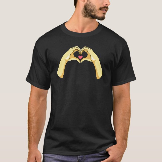 Hand Heart Finger Kärlek T Shirt (Framsida)