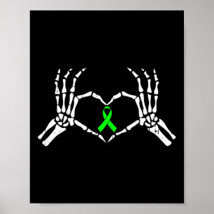 Hand Heart Mental Health Awareness Ribbon Warrior Poster