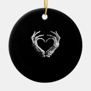 Hand Heart Skeleton Bone Spooky Girls Women Tonåri Julgransprydnad Keramik