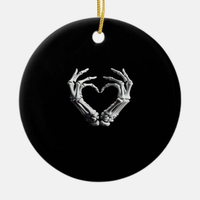 Hand Heart Skeleton Bone Spooky Girls Women Tonåri Julgransprydnad Keramik (Framsidan)