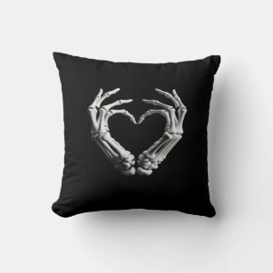 Hand Heart Skeleton Bone Spooky Girls Women Tonåri Kudde