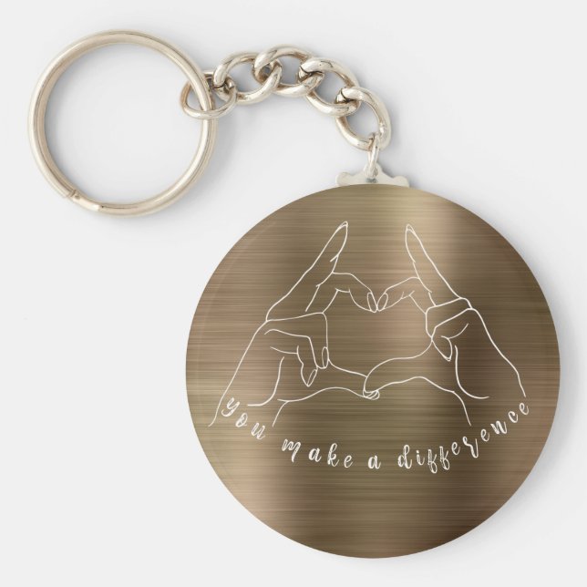 Hand Heart-symbol med en annan citat Nyckelring (Framsidan)