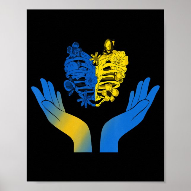 Hand Heart Ukraina Cage XRay Flower Ukraina Ukrain Poster (Framsidan)
