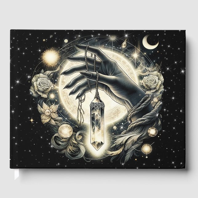 Hand Holding a Crystal under Moonlight Gästböcker (Framsida)