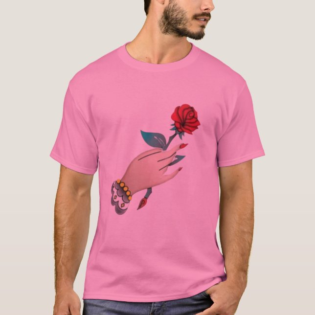 "Hand Holding a Ro T-shirt" T Shirt (Framsida)