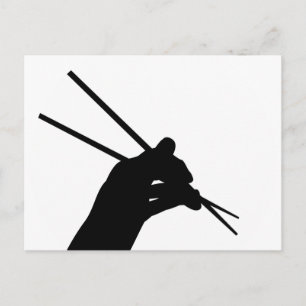 Hand Holding Chopsticks Postcard Vykort