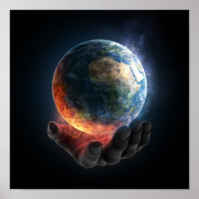 Hand Holding Earth Poster (Framsidan)