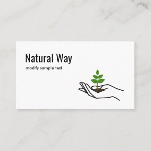 Hand Holding Grönt Löv Plant Nature Logotyp Visitkort