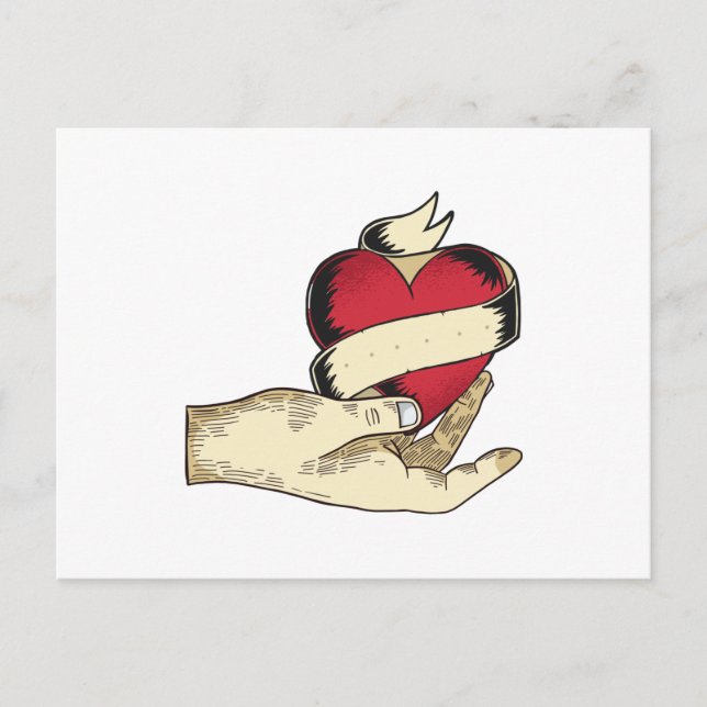 Hand Holding Heart Vykort (Framsida)