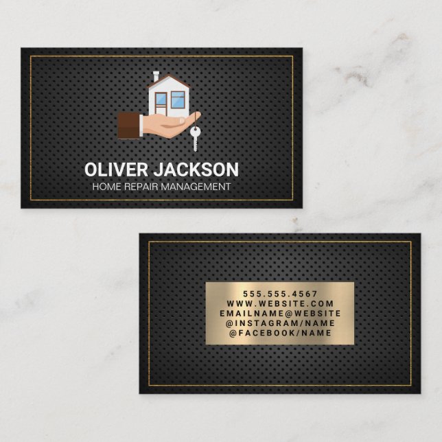 Hand Holding House | Affärskortet Nät med perforer Visitkort (Fram/baksida)