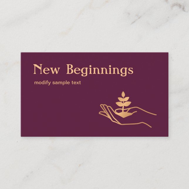 Hand Holding Löv Plant Hälsa Counselor Visitkort (Framsida)