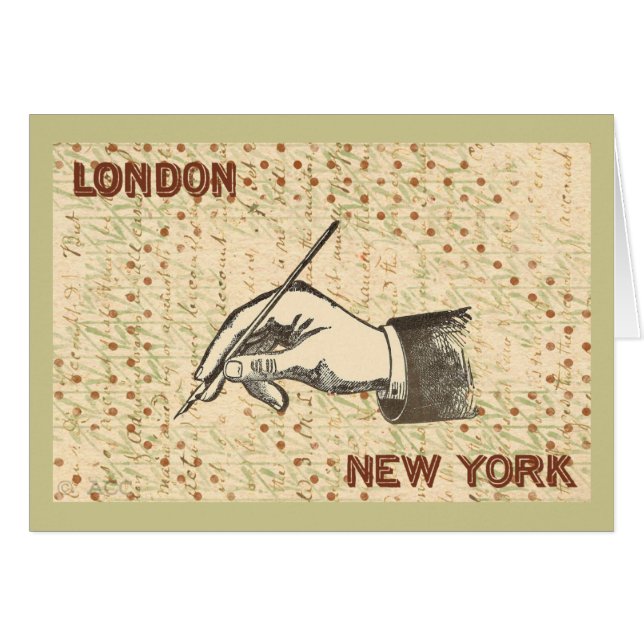 Hand Holding Pen Hälsningskort (Framsidan Horizontal)