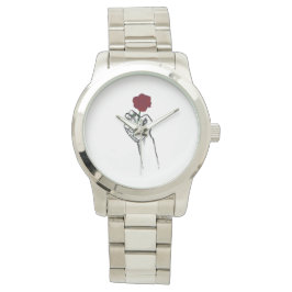 Hand Holding Rose Minimal Art Women’s – Elegant Fl Armbandsur