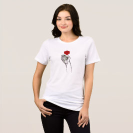 Hand Holding Rose Minimal Art Women’s  T Shirt