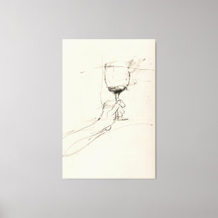 Hand Holding Vin Glass Sketch - Canvastryck