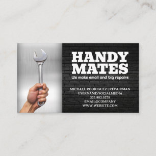 Hand Holding Wrench   Metall och Brick Visitkort