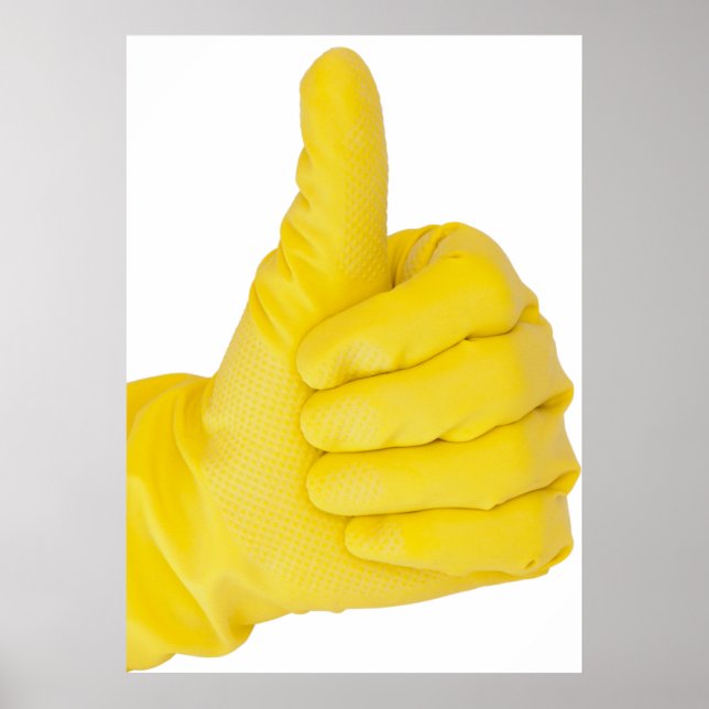 Hand i gult latexhandske poster (Framsidan)