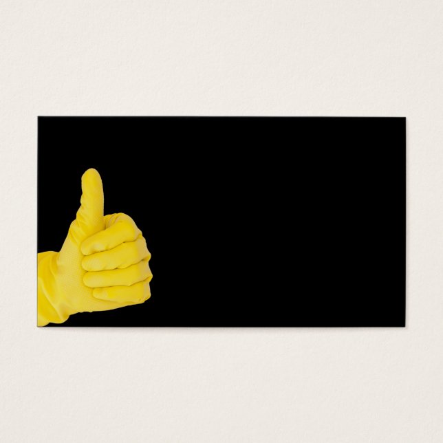 Hand i gult latexhandske visitkort (Framsidan)