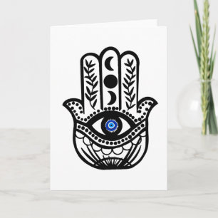 Hand i Hamsa Fatima Evil Öga Kort