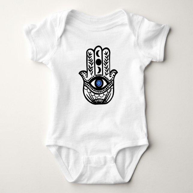 Hand i Hamsa Fatima Evil Öga T Shirt (Framsida)