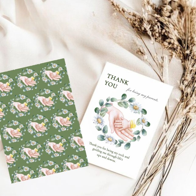 Hand i Hand Blommigt Far's Day Tack Kort (Skapare uppladdad)