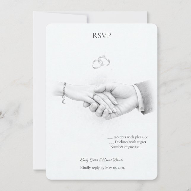 Hand i Hand Romantisk Minimalistisk RSVP Inbjudningar (Framsida)