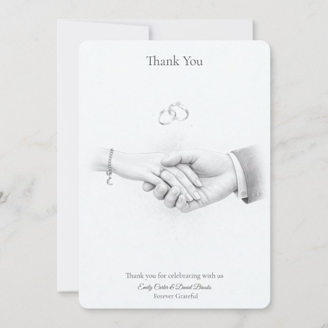 Hand i Hand Romantisk Minimalistisk Tack Kort (Framsida)