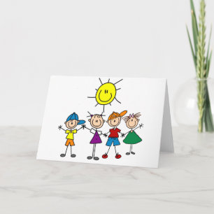 Hand i Hand Stick figur Kids Tshirts and Gifts Kort