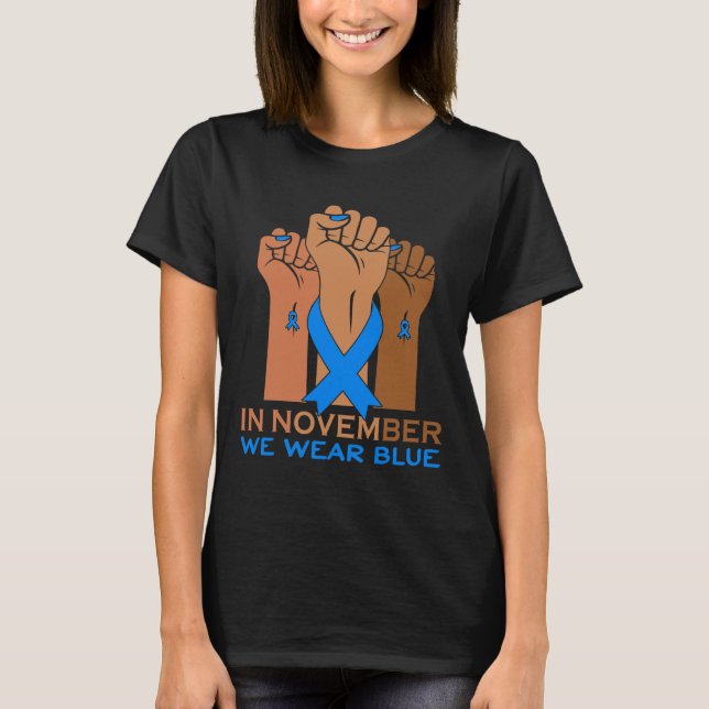 Hand i november Bära Blue Diabetes Awareness K T Shirt (Framsida)