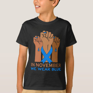 Hand i november Bära Blue Diabetes Awareness K T Shirt