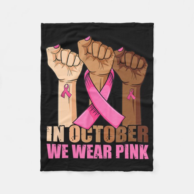 Hand i oktober Bära Rosa Breast Cancer Awarene Fleecefilt (Framsidan)
