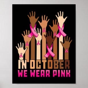Hand i oktober Bära Rosa Breast Cancer Awarene Poster