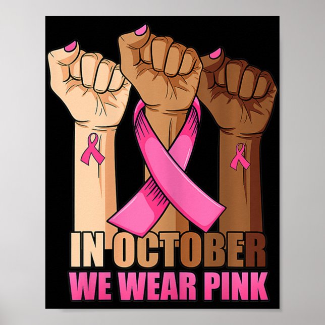 Hand I oktober bäror vi rosa att känna till bröstc Poster (Framsidan)