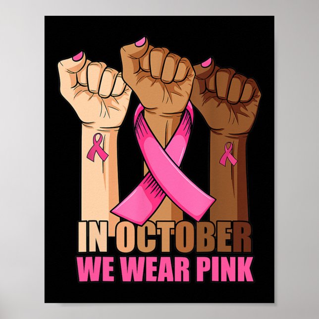 Hand I oktober bäror vi rosa att känna till bröstc Poster (Framsidan)