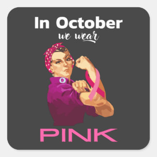 Hand i oktober bäror vi Rosa Rosie's floveter Fyrkantigt Klistermärke