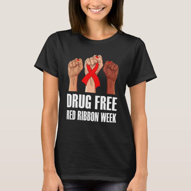 Hand i oktober: Vi Bära Red Ribbon Week-medvetande T Shirt (Framsida)