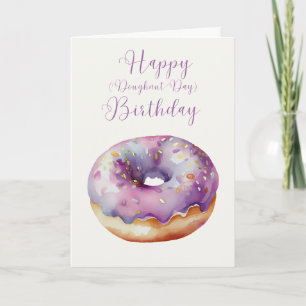 Hand Illustrated Doughnut Grattis på födelsedagen Kort