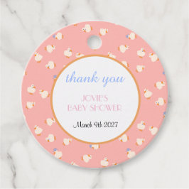 Hand Illustrated Ducks Kids Pink Baby Shower Gåvor Etiketter