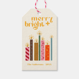 Hand-Illustrated Merry + Bright Christmas  Cushion Presentetikett