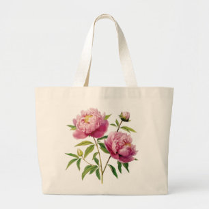 Hand Illustrated Rosa Peonies pris cut Jumbo Tygkasse