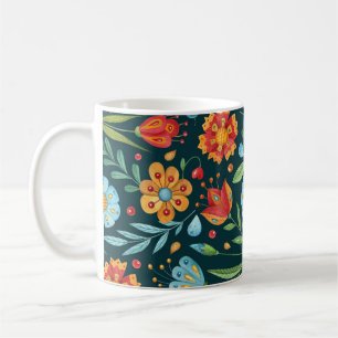 Hand-Illustrated Watercolor Flower Mönster Kaffemugg