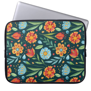 Hand-Illustrated Watercolor Flower Mönster Laptop Fodral