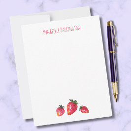 Hand-Illustrated Watercolor Strawberry Elegant Anteckningskort